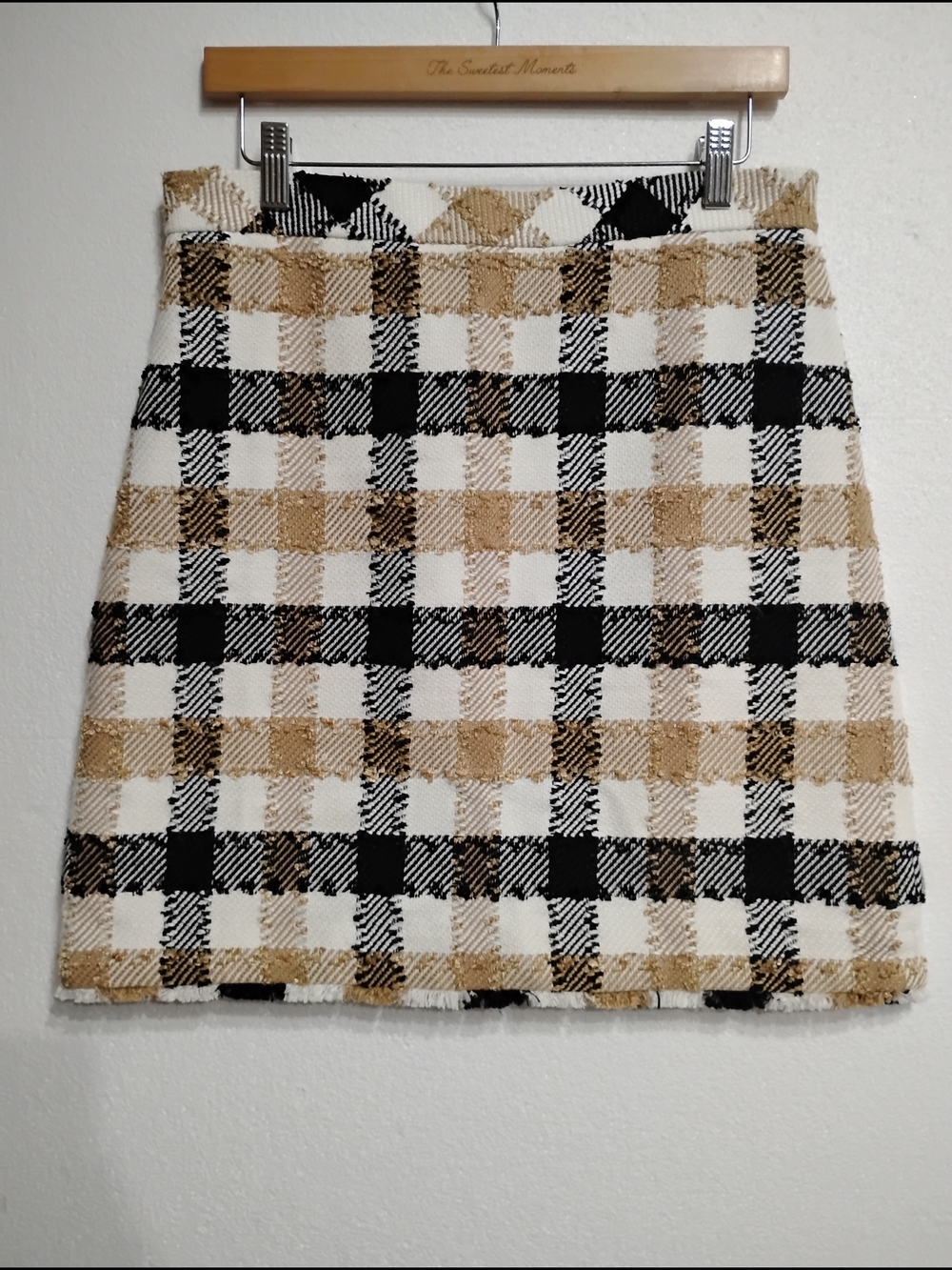 Ann Taylor Women's Checkered Fringe A-Line Mini Skirt Size 6
